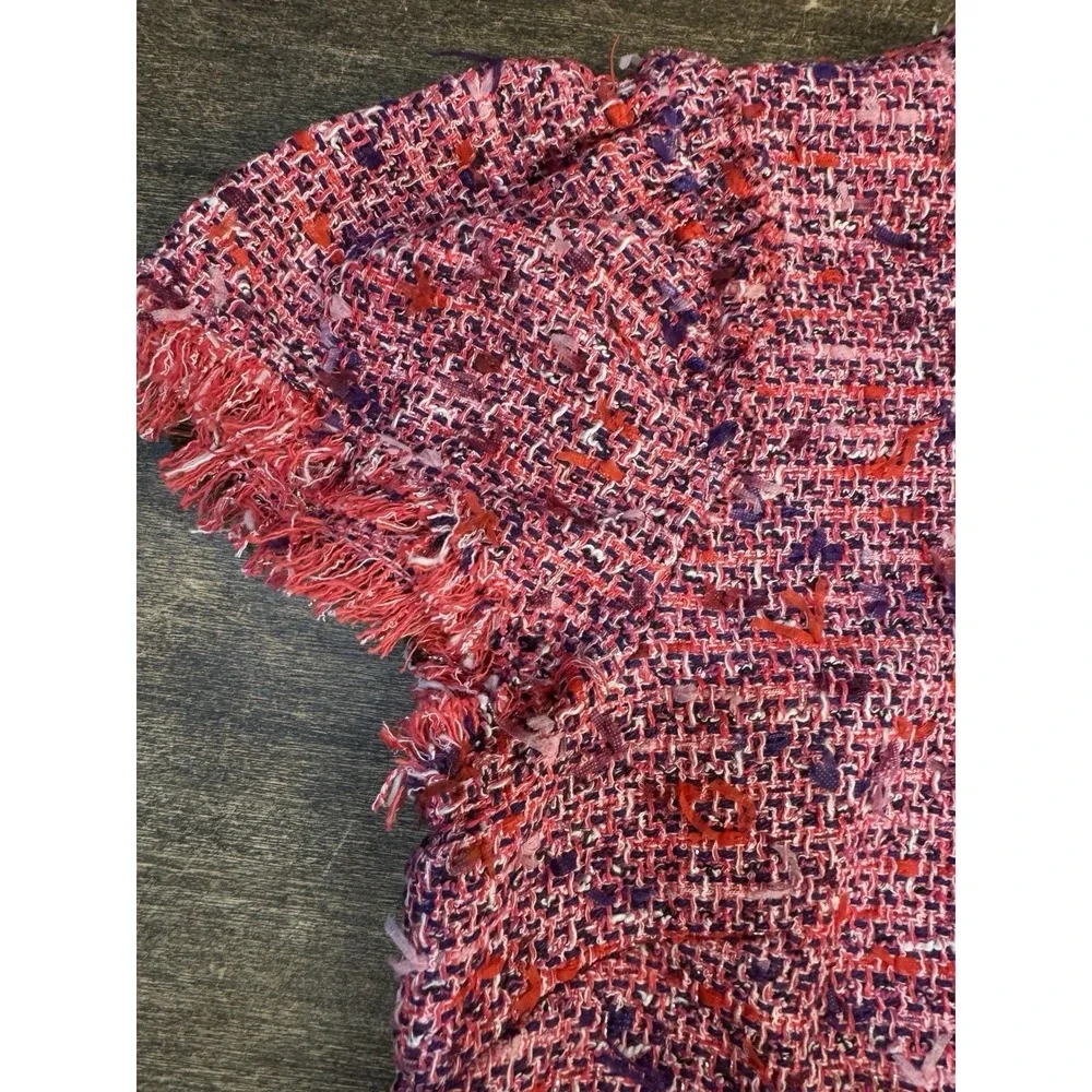 Kate Spade New York Flutter Sleeve Tweed Dress Pink Size 12 Jackie O Preppy‎